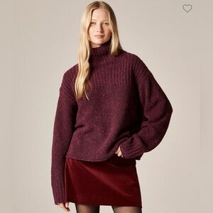 J. Crew Maroon Ribbed Turtleneck Sweater